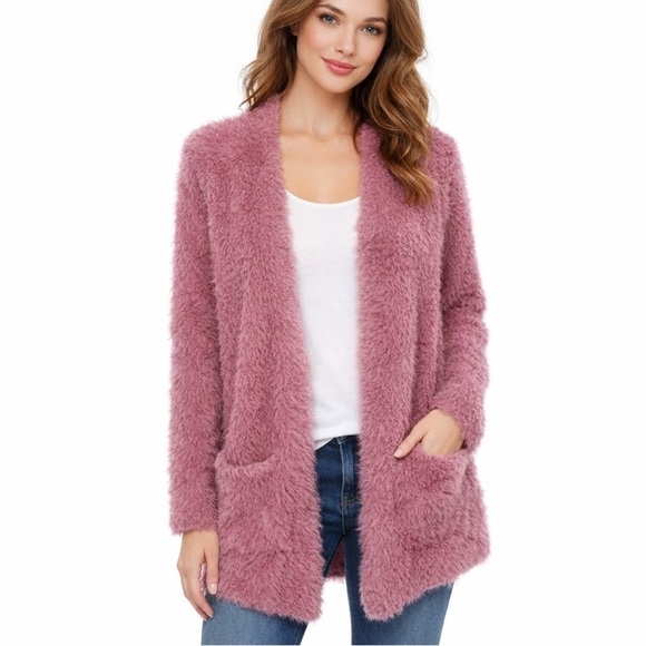 Free People Sweaters - Free People Fuzzy Pink Cardigan